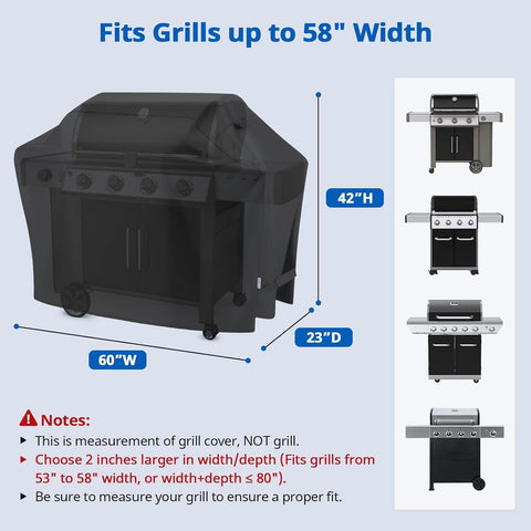 SunPatio Gas Grill Cover 60 Inch, Outdoor Heavy Duty Waterproof BBQ Cover
