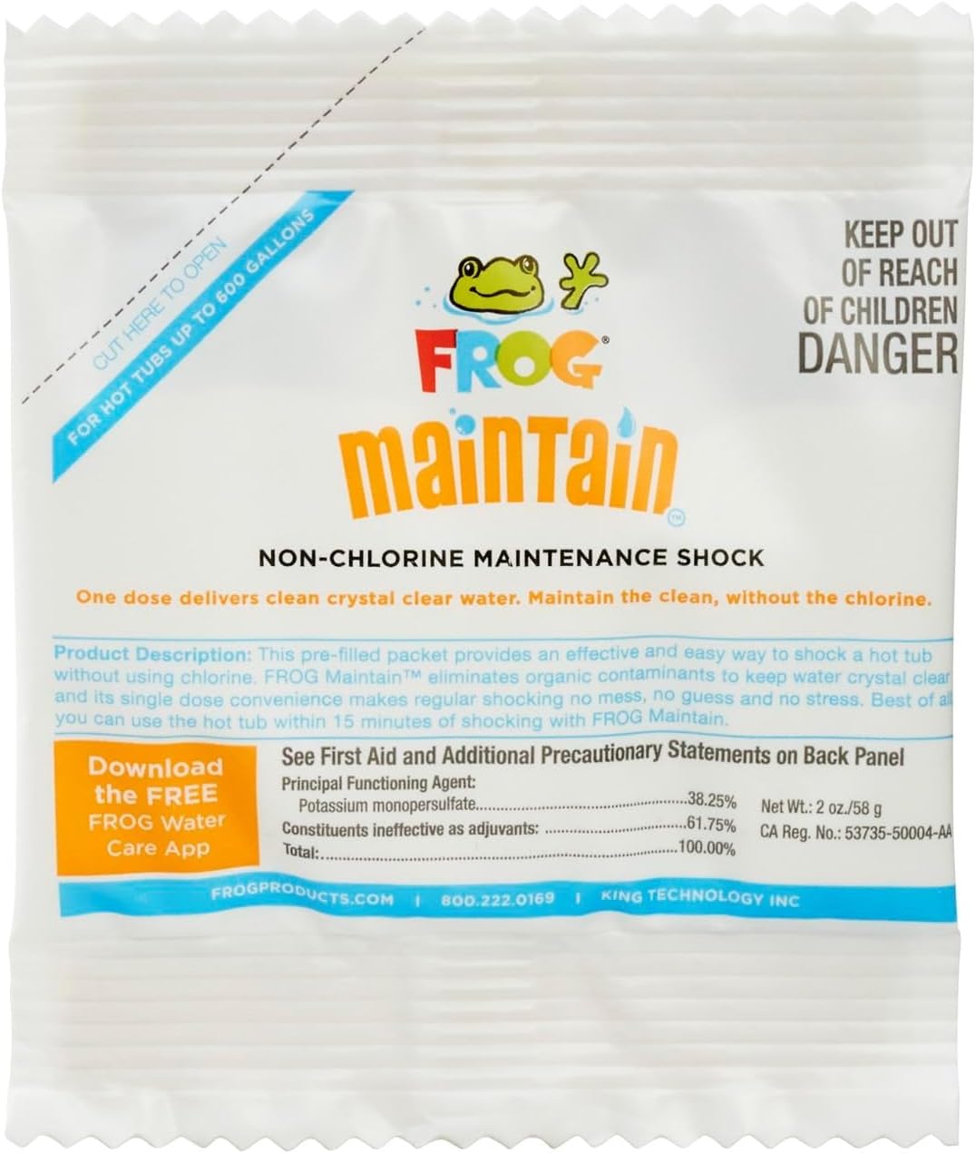 FROG Maintain, Single Dose Non-Chlorine Shock for Hot Tubs, 1 Pack