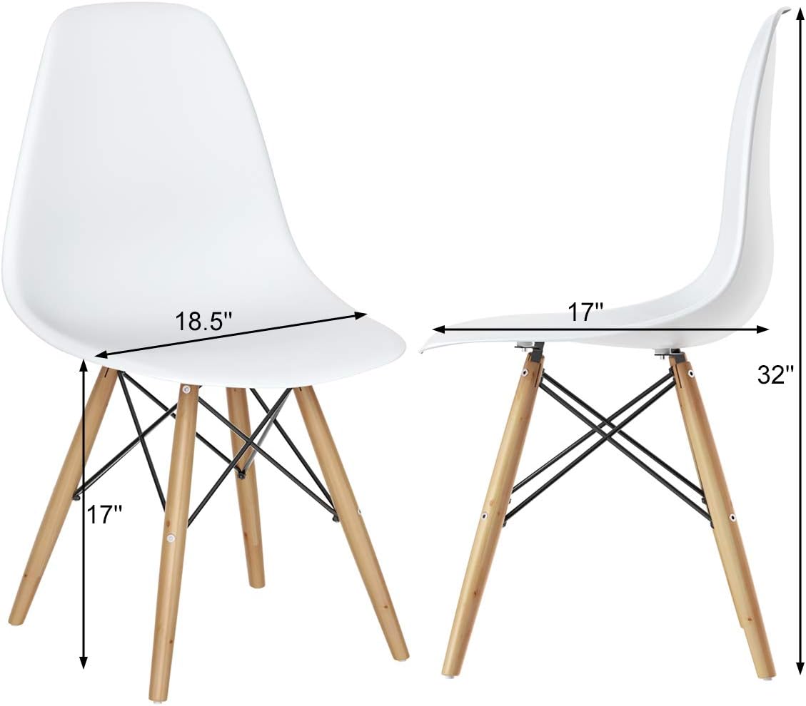 GIANTEX Dining Chairs Set of 2 White, Pre Assembled Dining Room Chairs