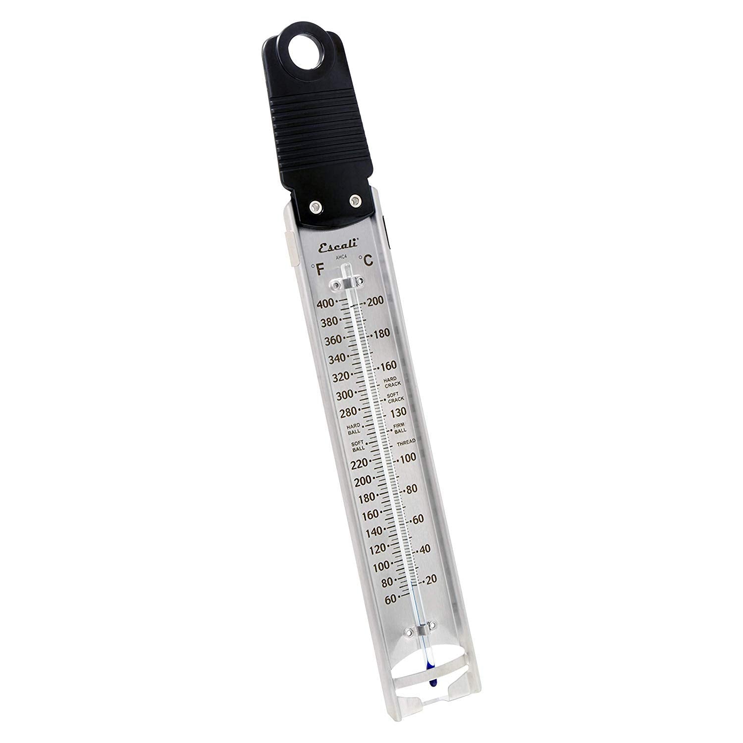 Escali Deep Fry Stainless Steel Paddle Candy Thermometer, Heat Resistant Handle, and Hand-Free Clip, Temperature Indications