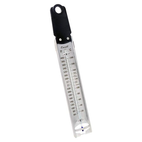 Escali Deep Fry Stainless Steel Paddle Candy Thermometer, Heat Resistant Handle, and Hand-Free Clip, Temperature Indications