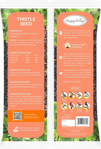 Happy Wings 10LB Thistle Seed Bird Food, 100% Natural, Extra Clean, No Grow