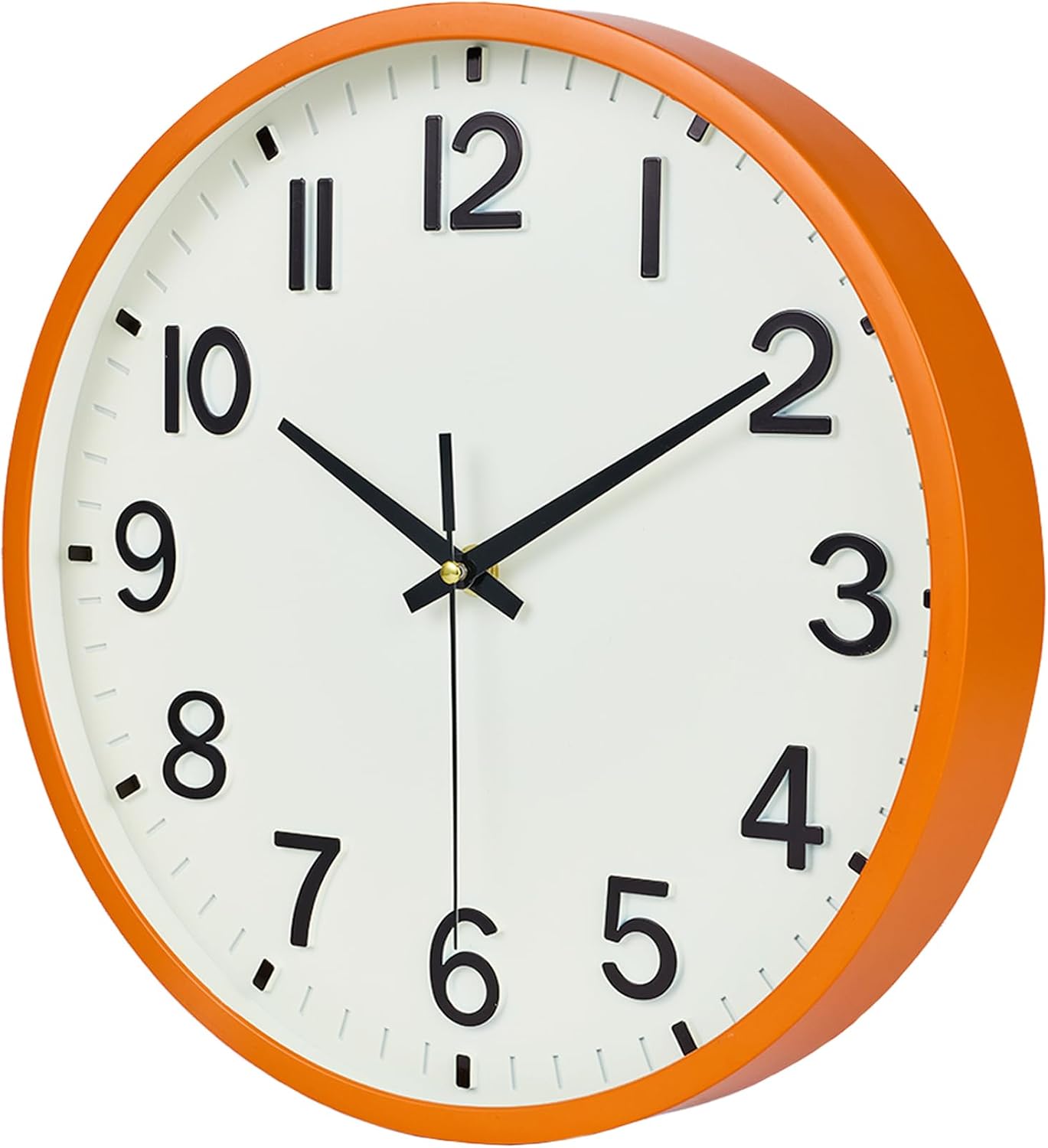 Wall Clock, Modern 8 Inch Small Wall Clocks Battery Operated, Silent Non-Ticking Analog Classic for Office, Home, Bathroom, Kitchen, Bedroom, School(Beige and Orange)