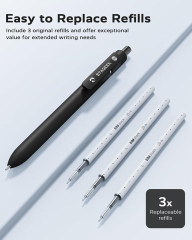STAGEEK GX3 Black Gel Pens,6Pcs Quick Dry Smooth Writing Pen with 3 Refills