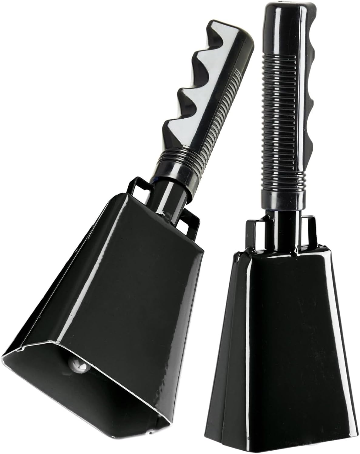 2 Pack 9-inch Copper Cowbells for Sporting Events, Percussion Noise Makers with Handle for Football Games, Sports Stadiums, Pep Rallies, Parties, Boxing Events, Cheerleading, Celebrations (Black)