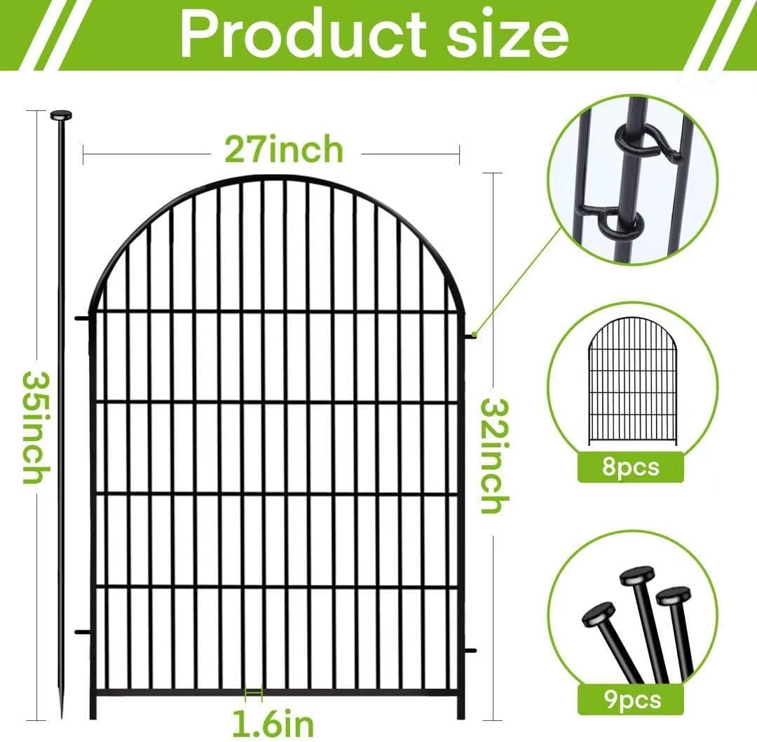 ADAVIN 32in Garden Fence Animal Barrier, 8 Panels Fencing for Dogs