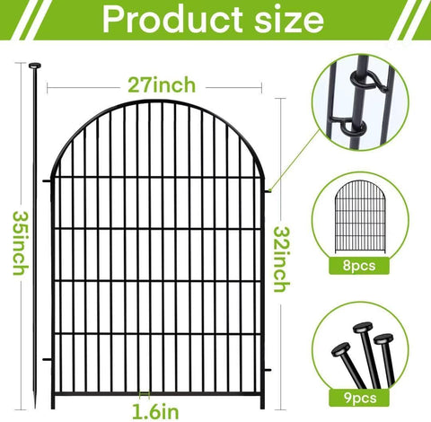ADAVIN 32in Garden Fence Animal Barrier, 8 Panels Fencing for Dogs