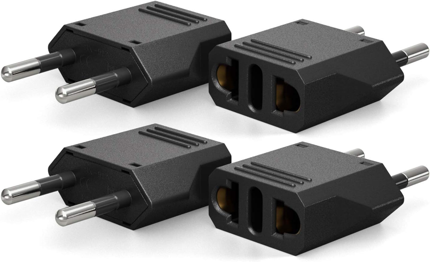 Unidapt Italy Travel Plug Adapter, US to Europe Type C Pin, 4 Pack, Black