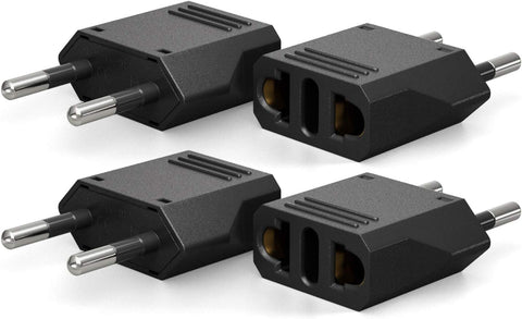 Unidapt Italy Travel Plug Adapter, US to Europe Type C Pin, 4 Pack, Black