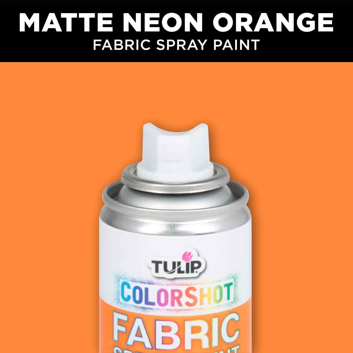 Tulip ColorShot Instant Fabric Spray Paint, Permanent Color Spray-On Fabric Paint, 3oz, Neon Orange