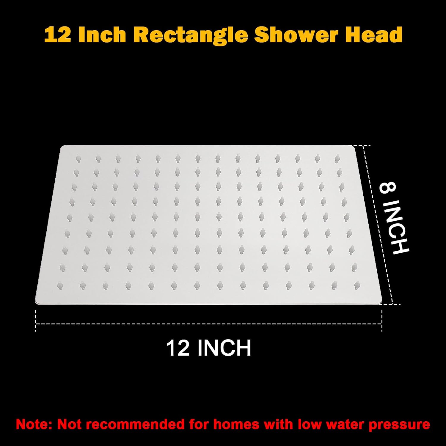 NearMoon Rain Shower Head, High Flow Stainless Steel Rainfall Shower, High Pressure Design, Awesome Shower Experience Even At Low Water Flow (12 Inch Rectangle, Brushed Nickel)