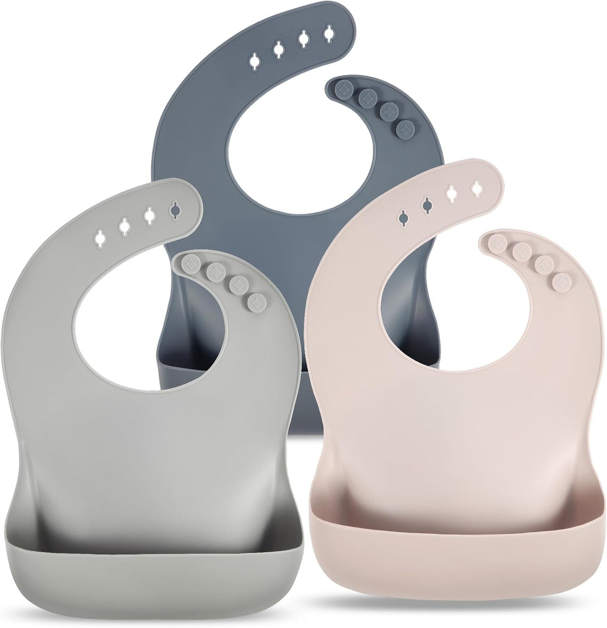 Eascrozn Silicone Bibs for Babies Toddler Set of 3, BPA Free