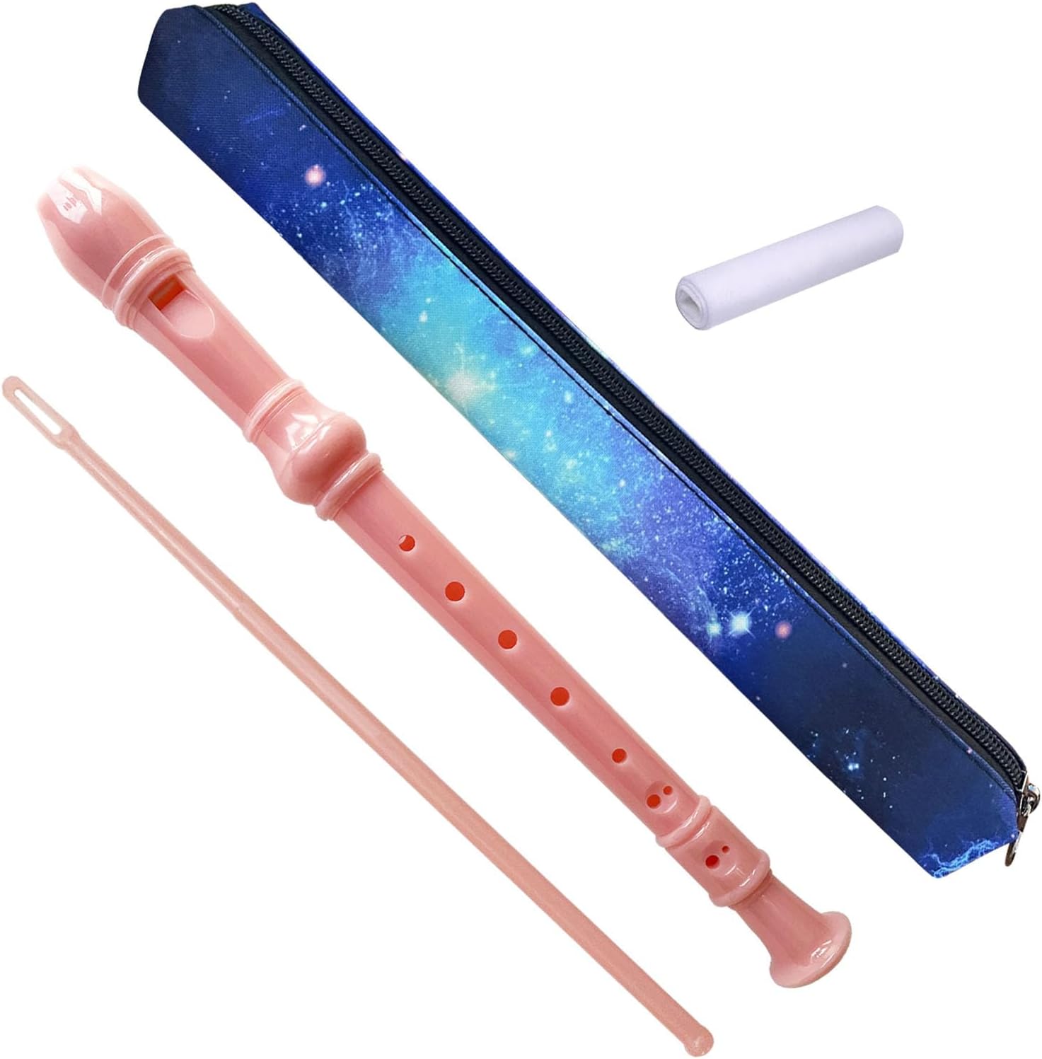 8 Hole Soprano Recorder with Cleaning Rod and Bag, Professional German Style C Key Recorder for Kids Beginners Students (Crystal Blue)