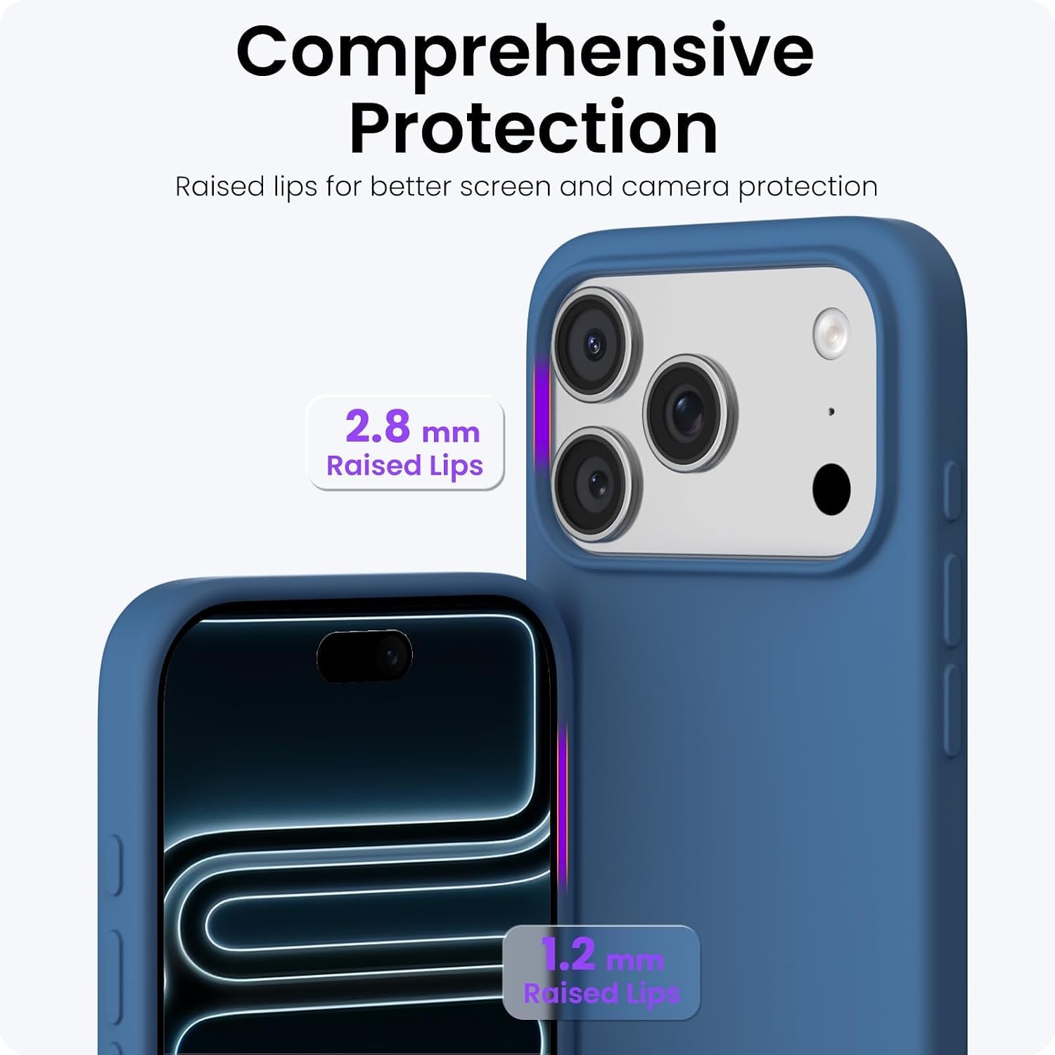 ORNARTO for iPhone 17 Pro Case 6.3", Slim Liquid Silicone,Blue