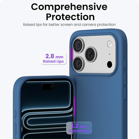 ORNARTO for iPhone 17 Pro Case 6.3", Slim Liquid Silicone,Blue