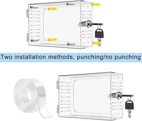 Universal Thermostat Lock Box with Key,Clear Large Thermostat Cover for Thermostat on Wall,Thermostat Guard Fits Thermostats 6.3 x 4.4 x 2 inches or Smaller
