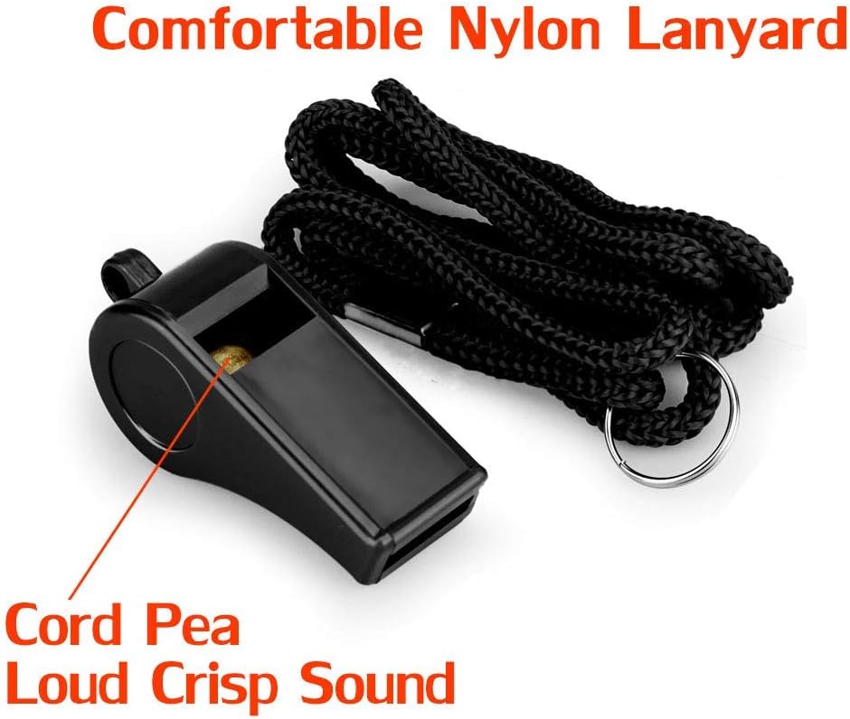 Whistle, 2 Packs Plastic Sports Whistles with Lanyard, Loud Crisp Sound Whistle Ideal for Coaches, Referees, and Officials