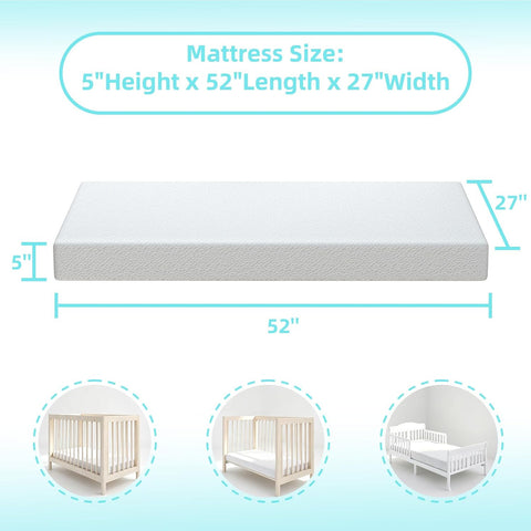 5" Hx52 Lx27.5 W Breathable Mattress