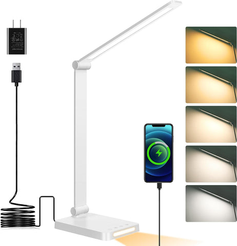 LED Desk Lamp with USB Ports,Touch Desk Lamps for Home Office with 5 Modes