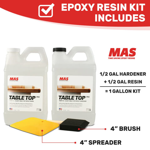 MAS Epoxies Table Top Pro Epoxy Resin Kit, 1-Gallon for Tables, Bar Tops