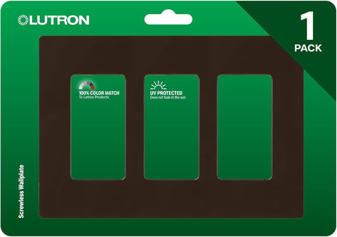 Lutron Claro Black Light Switch Cover Plate, 3-Gang Screwless Wall Plate for Rocker Light Switches, Outlet Cover, Gloss CW-3-BL