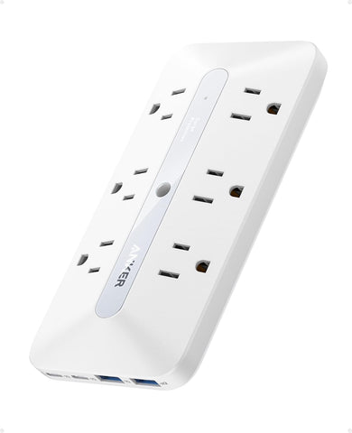 Anker Outlet Extender, 10-in-1 Power Strip with 300J Surge Protector, 6 AC