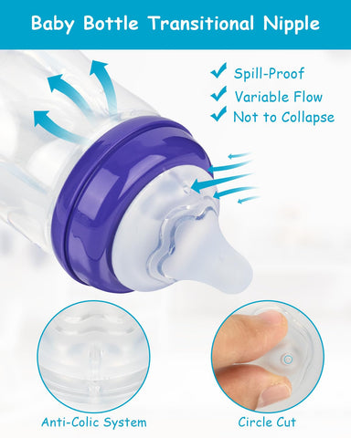 Silicone Nipple for Lansinoh Anti-Colic Baby Bottle, Fast Flow, Size L, 6m+, 6 Count