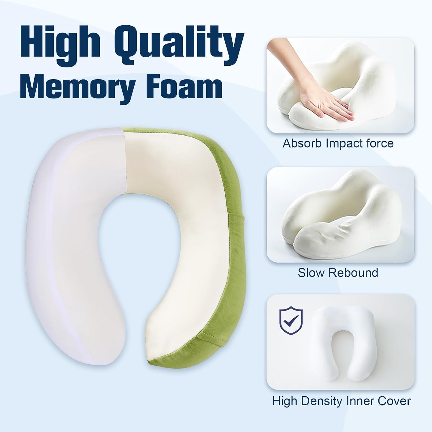 Cirorld Neck Pillow for Traveling, Travel Pillows for Airplanes Green