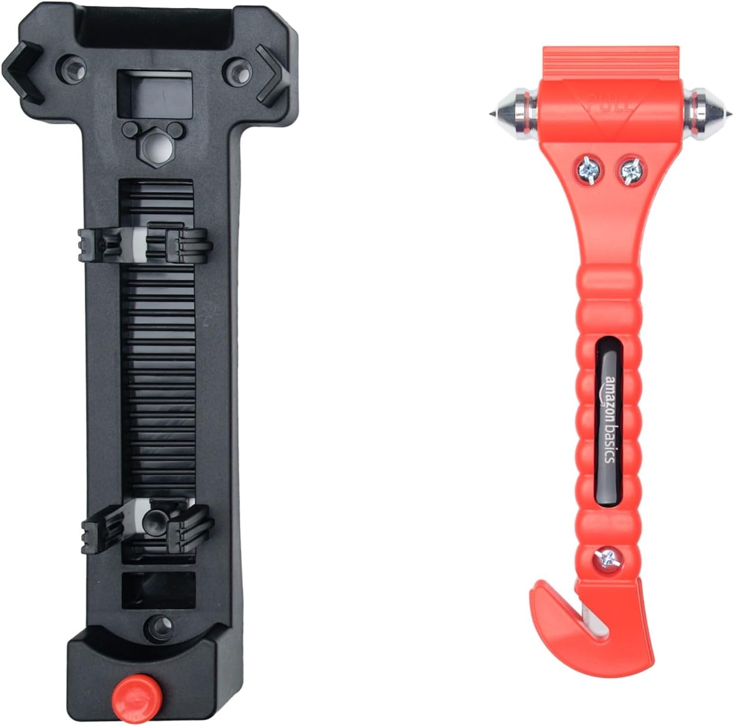 Amazon Basics Emergency Escape Tool, Window Breaker and Seatbelt Cutter, Car Safety Hammer with Protective Bracket, Bright Orange, 2 Pack, SW-835