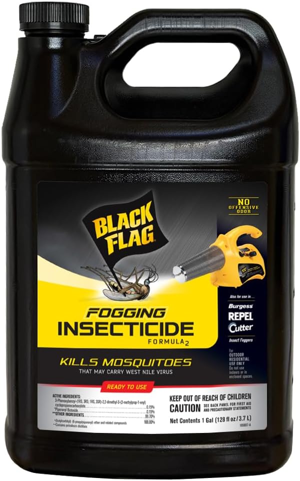 Black Flag 64 oz. Fogging Insecticide Ready-to-Use Controls Mosquitoes, Biting Flies and Flying Insects in Lawns, Patios and Gardens, 190256, 64 Ounce (Pack of 2)