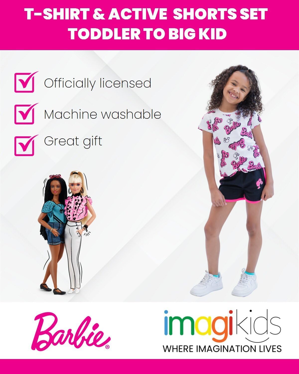 Barbie T-Shirt and Dolphin Active Shorts Outfit Set Modern Girls' coordinated outfit