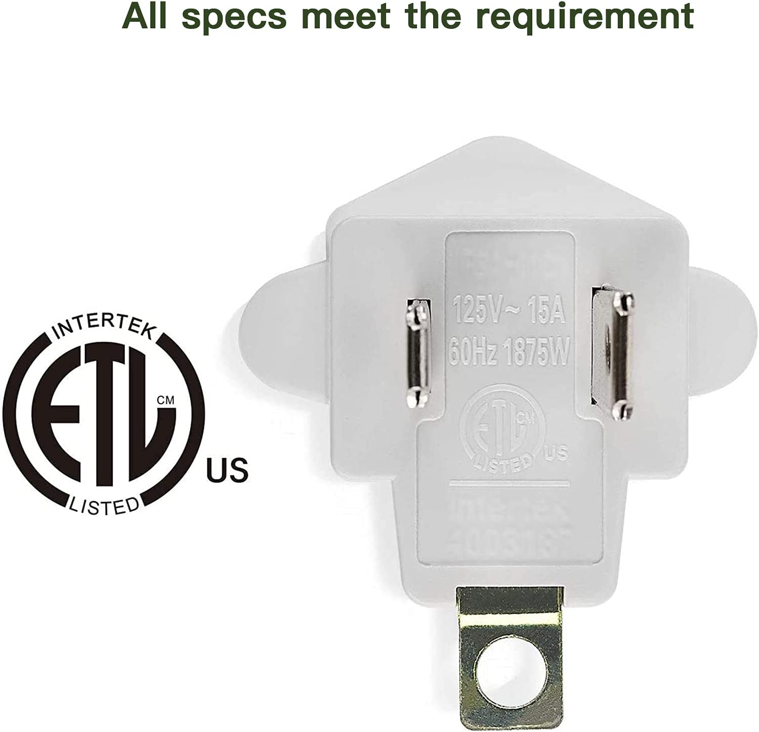 JACKYLED 6-Pack ETL Listed 3 Prong to 2 Prong Adapter Converter, Fireproof