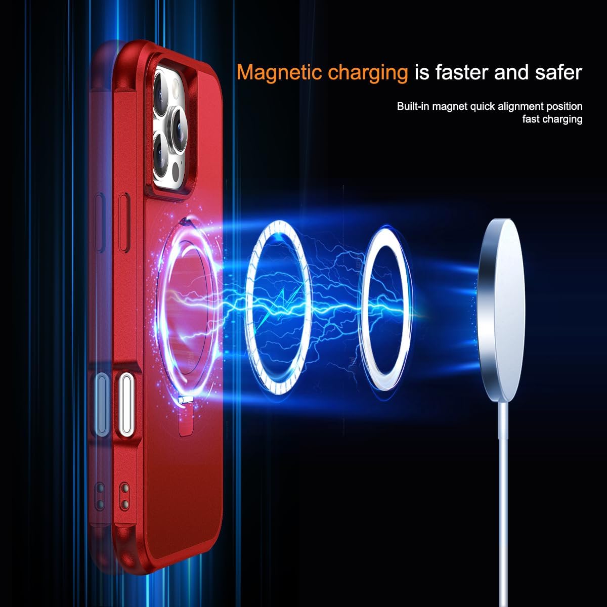 SKYLMW Compatible with iPhone 16 Pro Max Case with Stand,Red