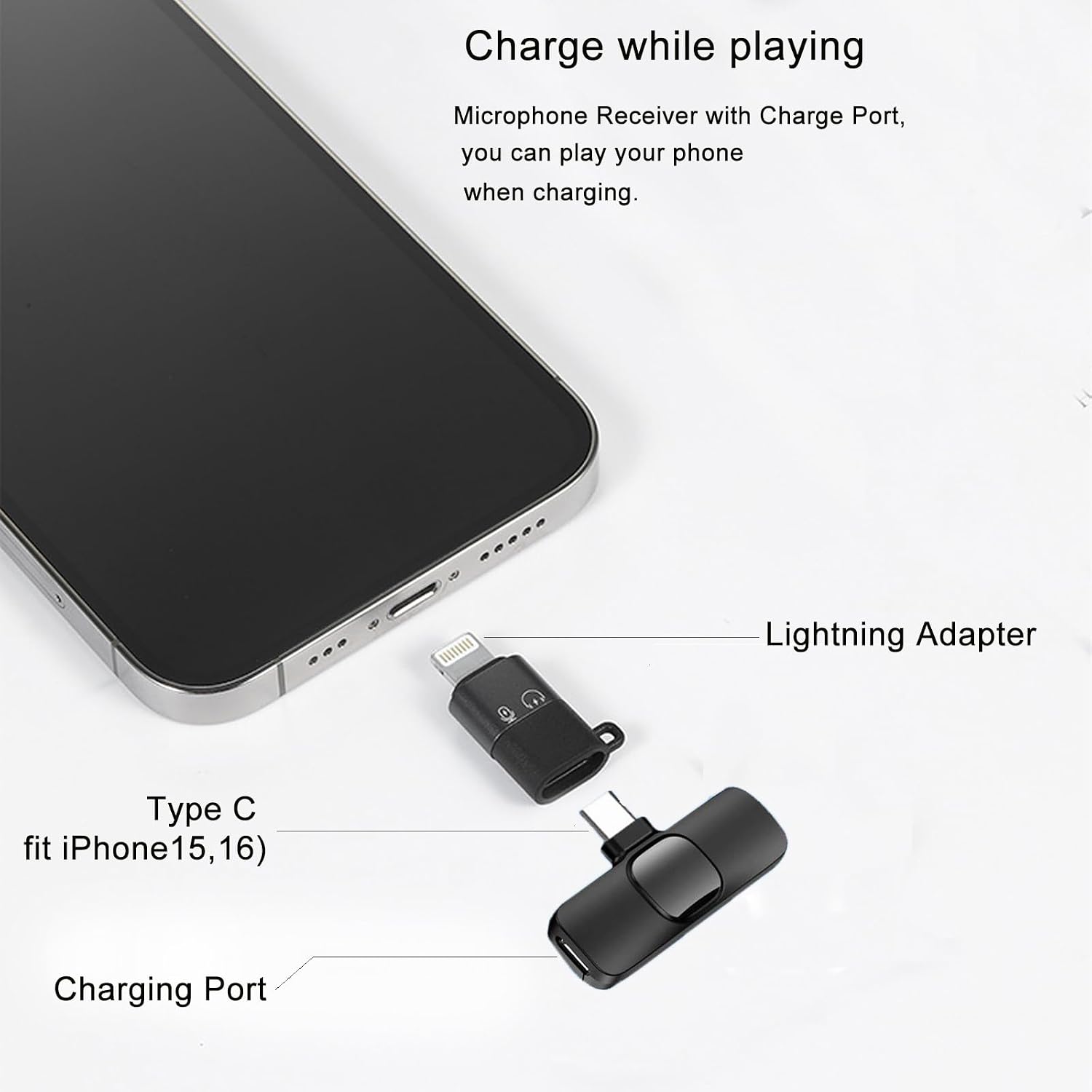 Professional Wireless Lavalier Microphone for iPhone, iPad, Android Phone, Mini Microphone, Wireless Lapel Mic for Video Recording, Interview Podcast Vlog YouTube Tiktok for Content Creators