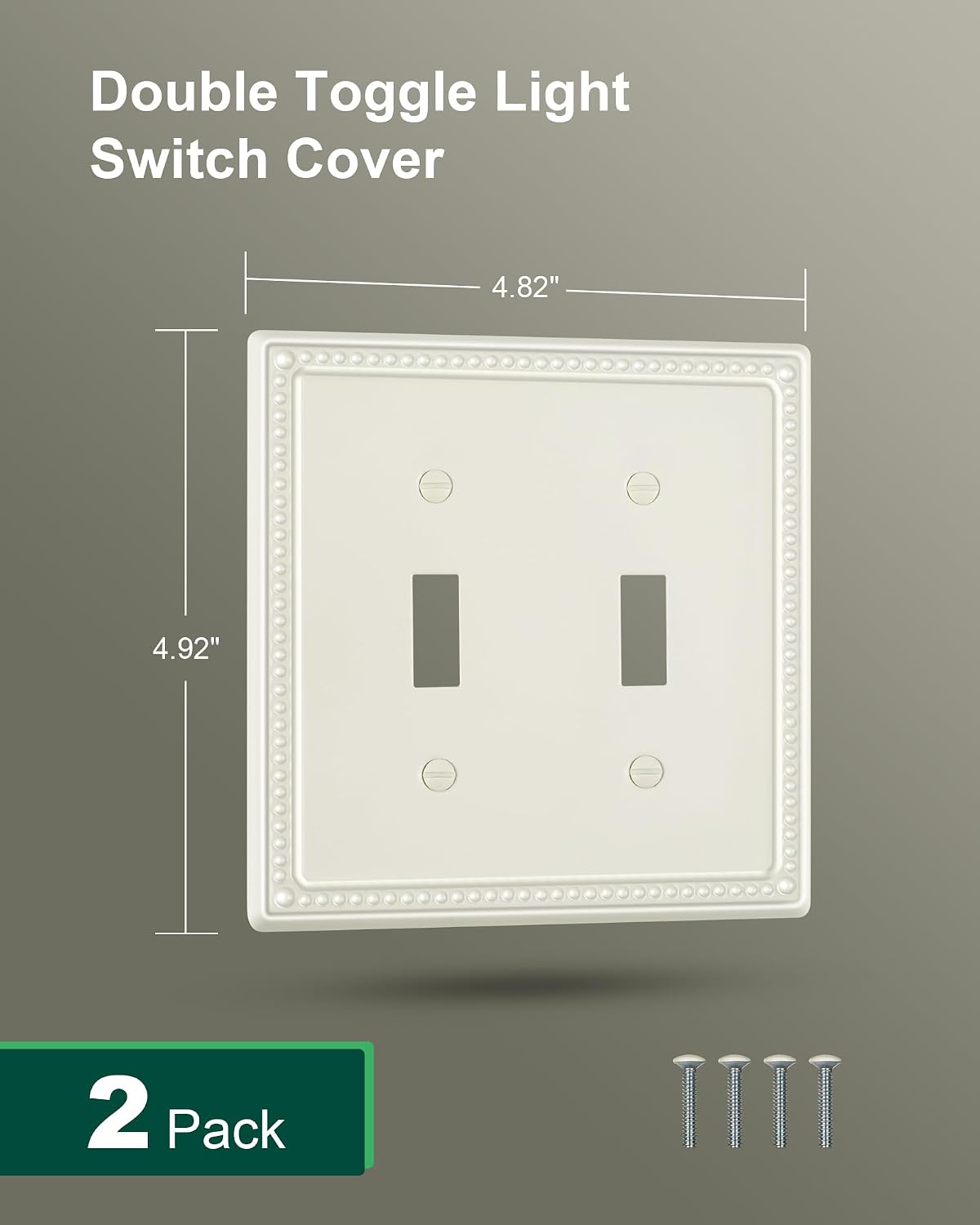 2-Pack Double Toggle Light Switch Cover Plate, Light Almond