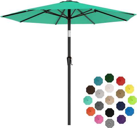 AreShark 9FT Outdoor Patio Umbrella with Tilt and Crank, Peacoke Blue