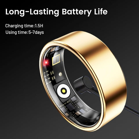 Mirlray Smart Ring for Women & Men, Smart Ring Health Tracker, Blood Oxygen & Heart Rate Monitor, Long Lasting Battery Sleep Ring, Waterproof Fitness Ring (R02C, Silver, 11)