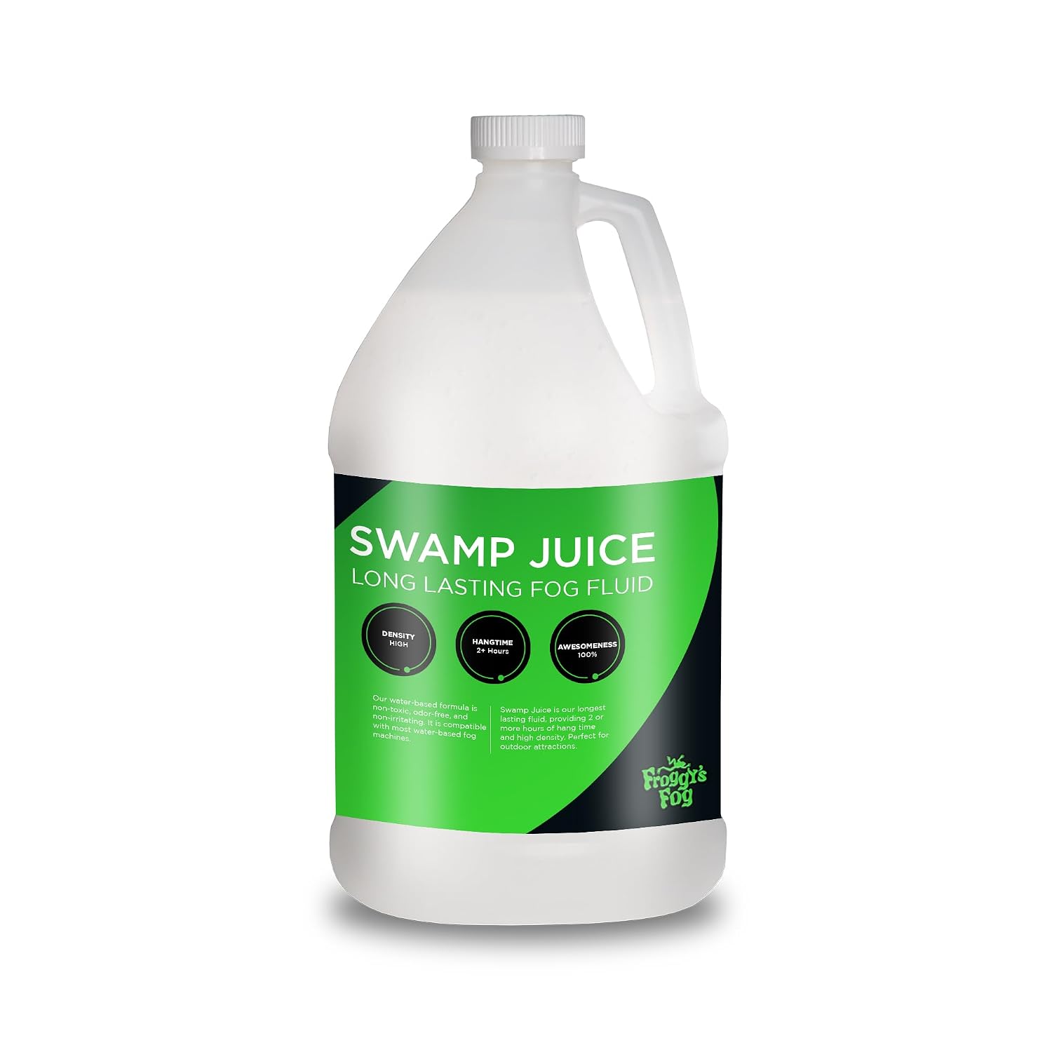 Froggys Fog - Swamp Juice - Ridiculously Long Lasting Fog Fluid - 2-3 Hour Hand Time - 2.5 Gallon Square - For Professional and Home Haunters, Theatrical Effects, DJs