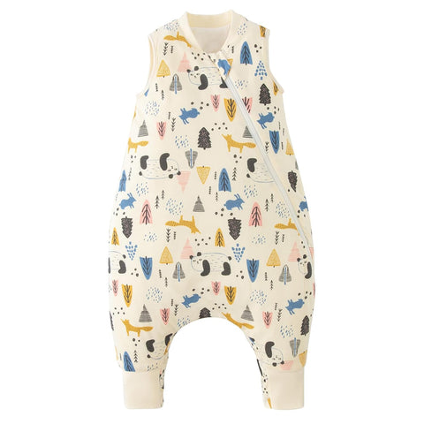 Duomiaomiao 1.5 TOG Toddler Sleep Bag 24-36 Months 100% Cotton Four Season Side Open Zipper Baby Sleep Sack with Feet, Breathable Toddler Wearable Blanket