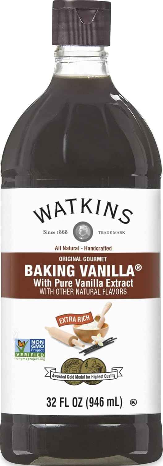Watkins All Natural Original Gourmet Baking Vanilla, 32 fl. oz. Economy Sized Bottle, 1 Count (21901)
