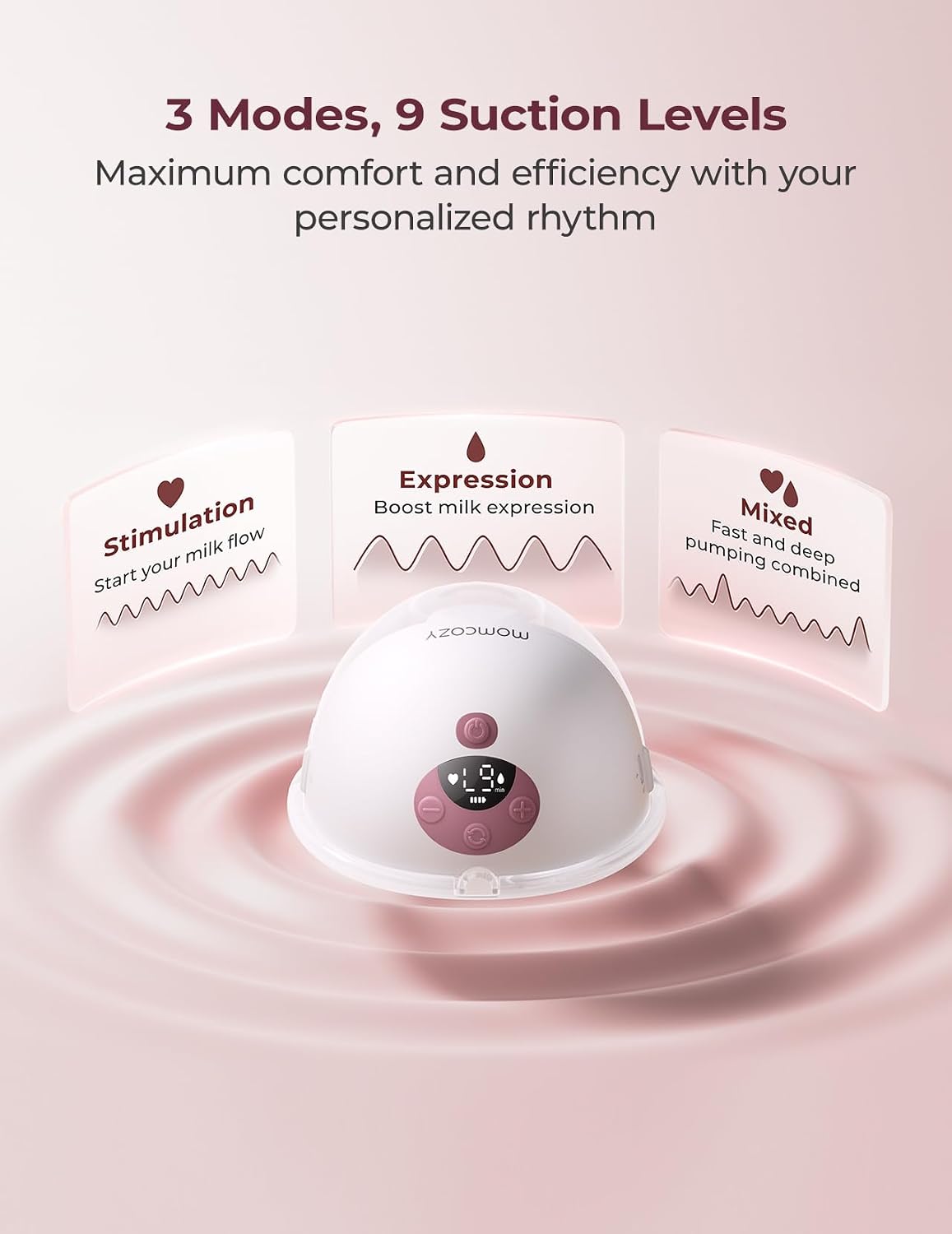 Momcozy M5 Smart APP Controlled Wearable Breast Pump, 2-Pack Cozy Red