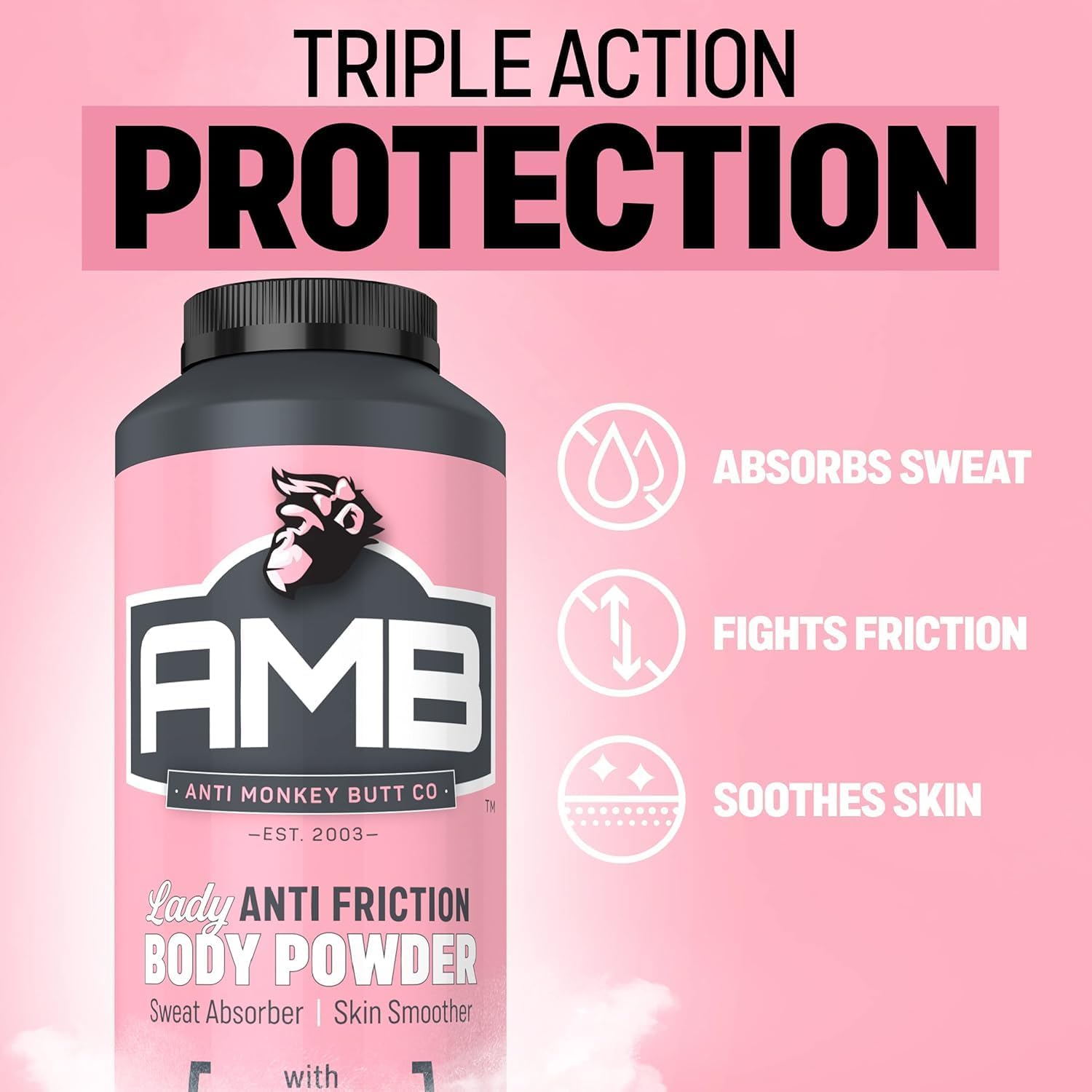 Anti Monkey Butt Body Powder for Women, Talc-Free, 8 oz