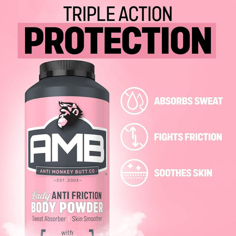 Anti Monkey Butt Body Powder for Women, Talc-Free, 8 oz