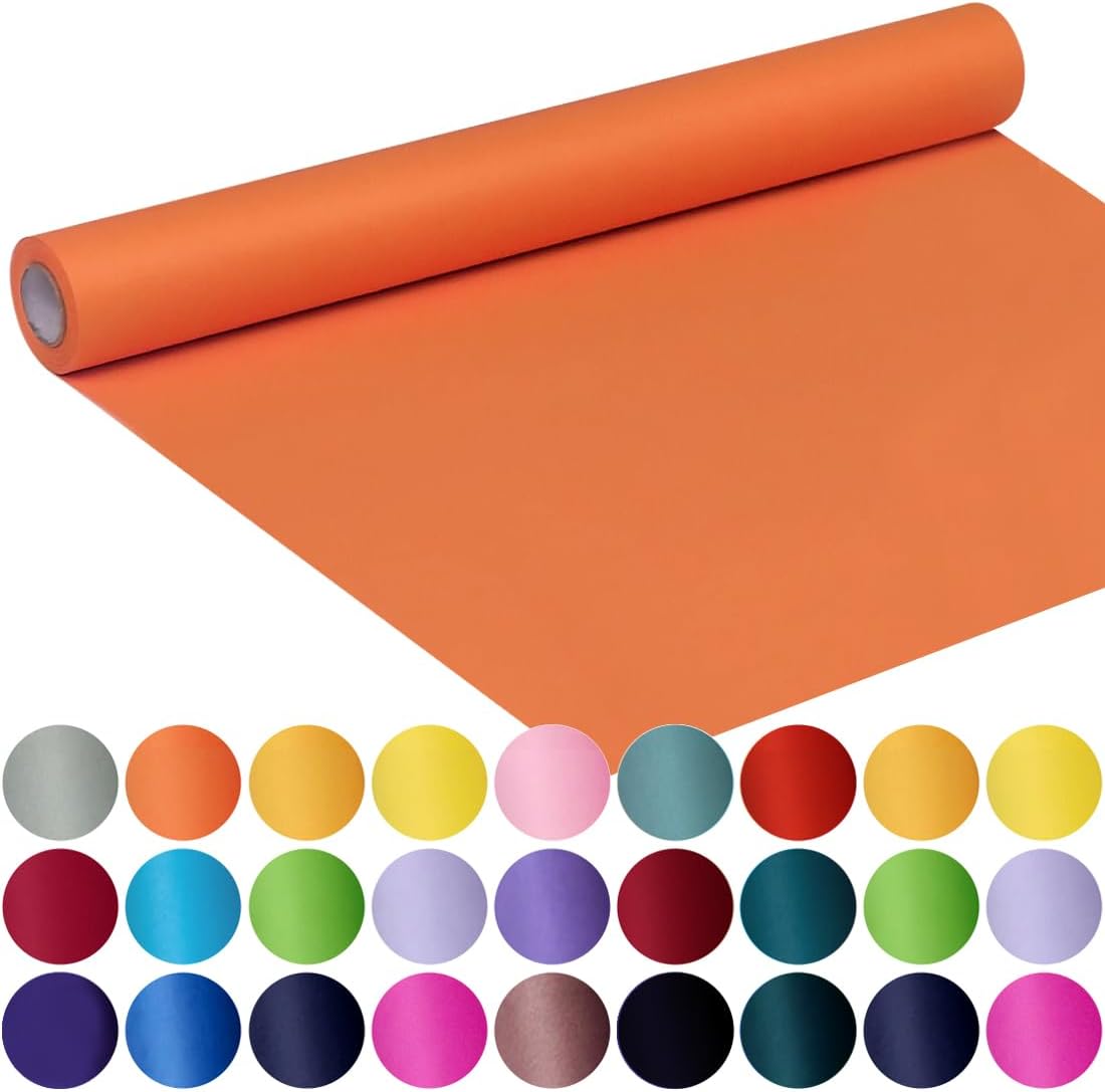 SMART&CASUAL 17.8" x 760" (63') OrangeRed Kraft Craft Paper Roll for Gift Wrapping Bulletin Board Bouquet Flower Art Packing Parcel Table Covering 80GSM 55LB (OrangeRed, 17.8" x 63')