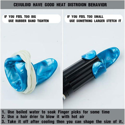 Celluloid Guitar Thumb Finger Picks Set (3 Pairs) with Case