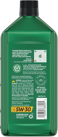 Castrol GTX High Mileage 5W-30 Synthetic Blend Motor Oil, 1 Qt, Pack of 6