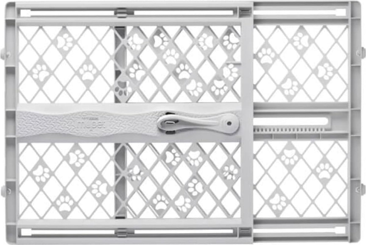 MYPET North States Paws Portable Pet Gate: 26-40" Wide. Pressure Mount. No Tools Needed. Made in USA. Dog Gate 23" Tall, Expandable, Durable Dog Gates for Doorways, Light Gray