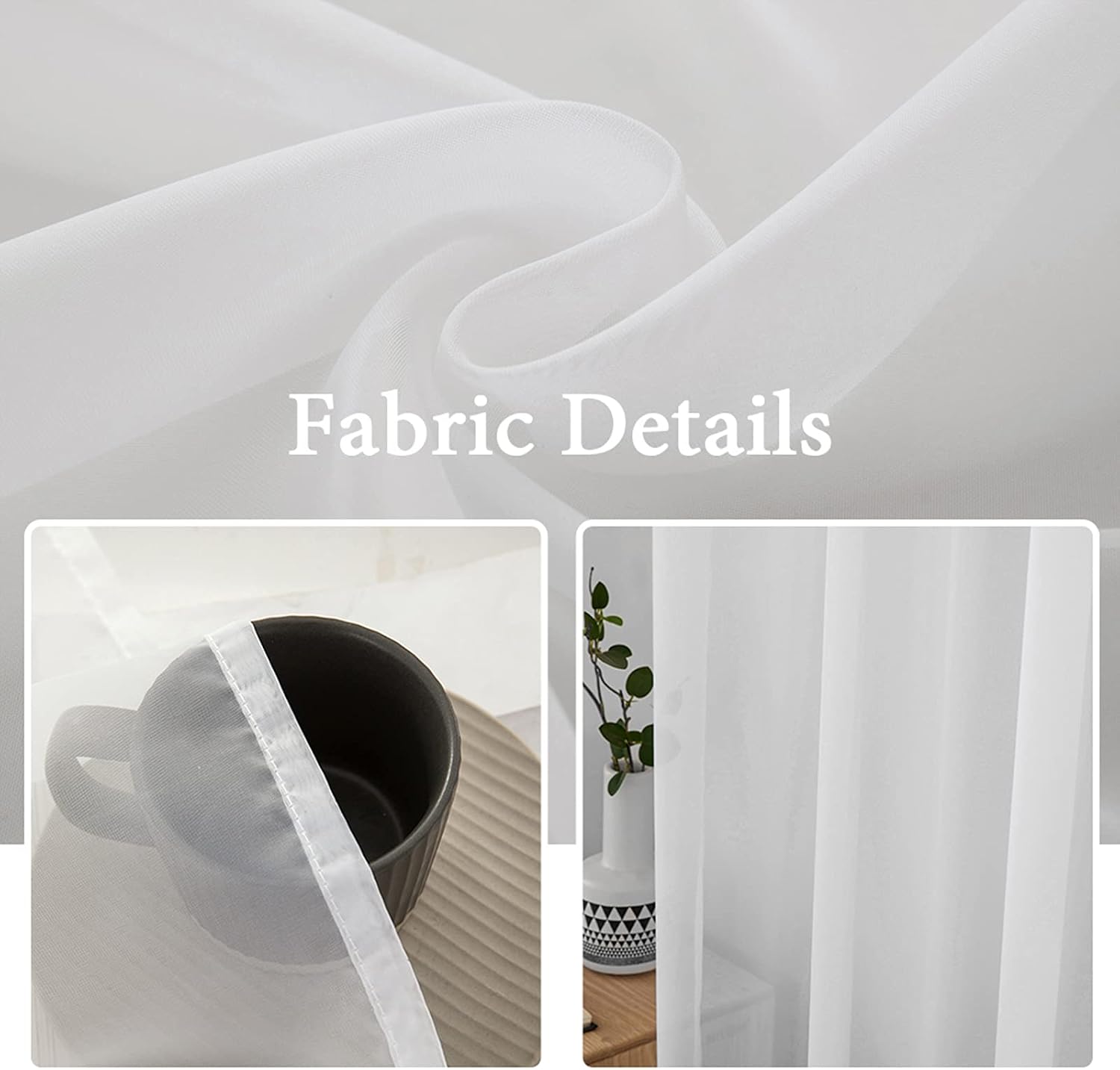 MIULEE Short White Sheer Curtains 45 Inches Long, 54 X 45 Inches, 2 Panels