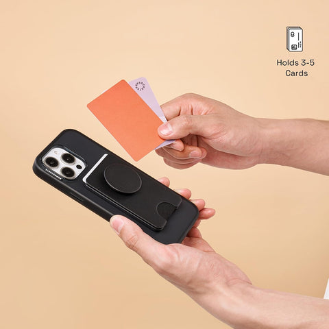 PopSockets Adhesive Phone Wallet with Grip- Black