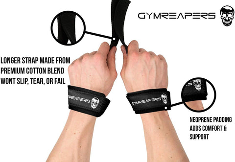 Gymreapers Lifting Wrist Straps for Weightlifting, Bodybuilding, Powerlifting, Strength Training, & Deadlifts - Padded Neoprene with 18" Cotton